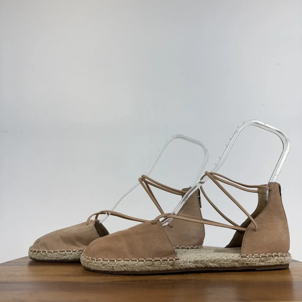 Womens Eileen Fisher Lace Leather Pink Espadrille Flat Sandals Size‎ 10 M GUC